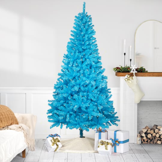 7Ft Pre-Lit Medium Sky Blue Pine Artificial Christmas Tree, Clear Lights By Northlight | 7 ft | Michaels®